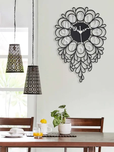 Elegant Black Designer Silent Wall Clock - Modern Decor for Home & Office