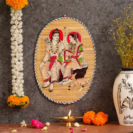 Handmade Bamboo Shri Ram & Janaki Wall Hanging | Eco-Friendly Wall Art