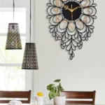 Modern Wooden Silent Wall Clock - Stylish Designer Decor in Black & Gold