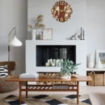 Wooden Silent Wall Clock - Natural & Beige Butterfly Designer Decor