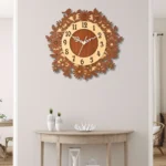 Wooden Silent Floral Wall Clock - Stylish Designer Decor for Home & Office