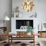 Wooden Silent Wall Clock - Designer Black & Metallic Gold Wall Decor