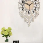 Wooden Silent Floral Wall Clock - Rustic Designer Decor for Home & Office