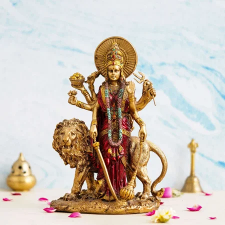 Beautiful Maa Durga Sherawali Idol | Metal with Crystal Diamond Showpiece