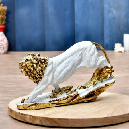 Regal Black & Gold King Lion Statue | Royal Decorative Showpiece