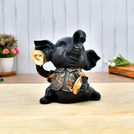 Charming Elephant Playing Musical Instrument Sculpture | Modern Resin Art